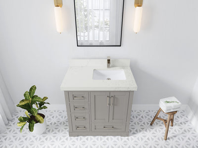 Boston 36 in. W x 22 in. D Right Offset Sink Bathroom Vanity - Willow Bath and Vanity
