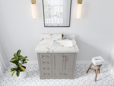 Boston 36 in. W x 22 in. D Right Offset Sink Bathroom Vanity - Willow Bath and Vanity