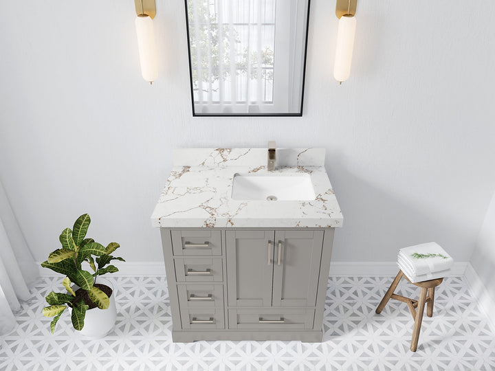 Boston 36 in. W x 22 in. D Right Offset Sink Bathroom Vanity - photo 35