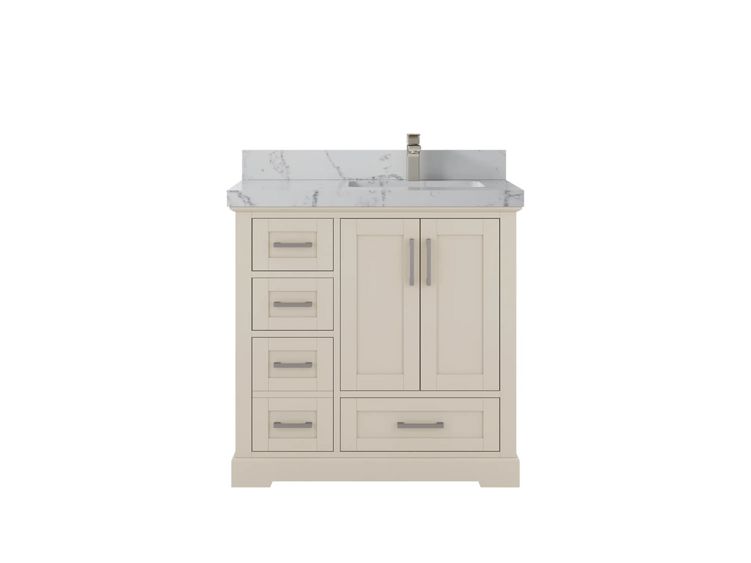 Boston 36 in. W x 22 in. D Right Offset Sink Bathroom Vanity | 
              
                 Fine Grain Linen Beige
                
                  
             - BST-CAB-FNG-35R - photo №30