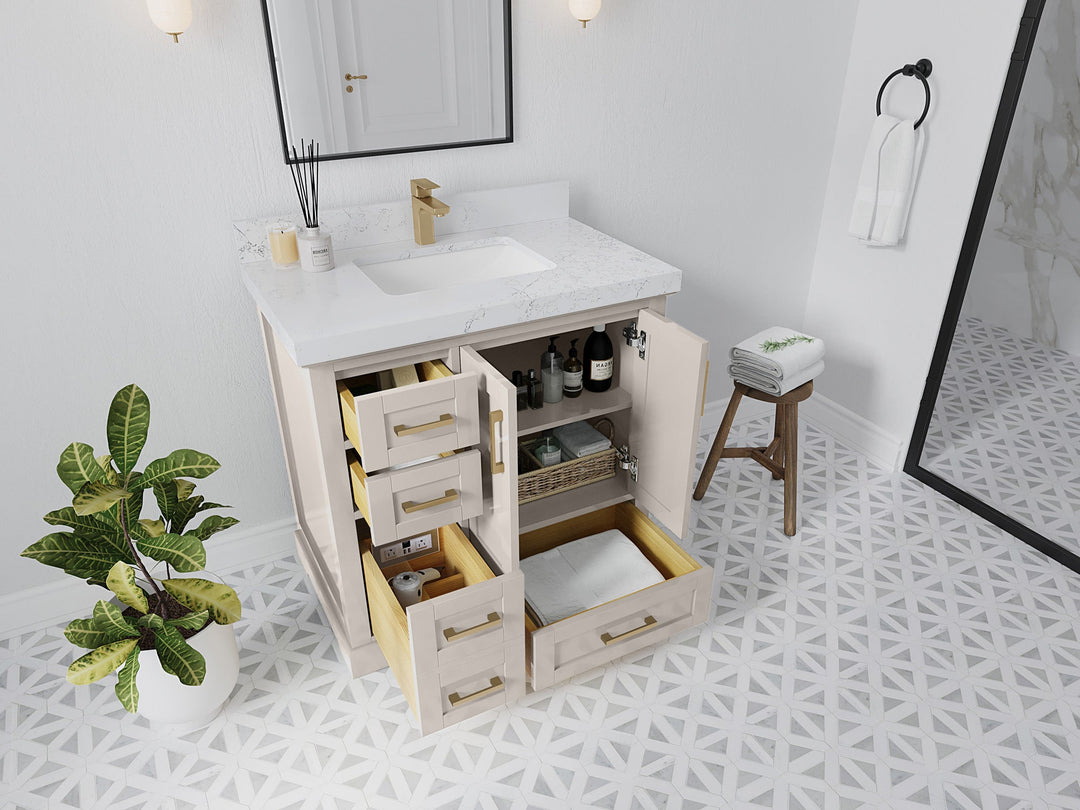 Boston 36" W x 22" D Center Sink Vanity for Modern Bathroom Spaces - Willow Bath and Vanity