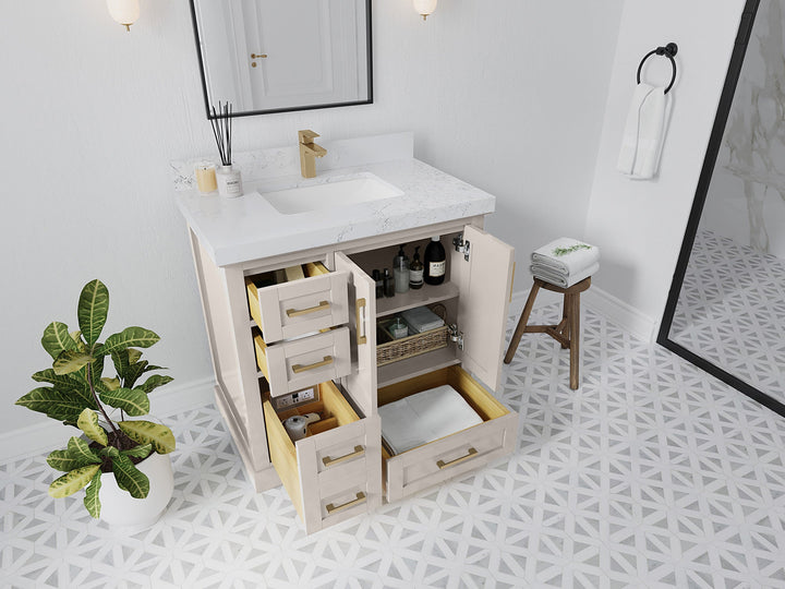Boston 36" W x 22" D Center Sink Vanity for Modern Bathroom Spaces - photo 3
