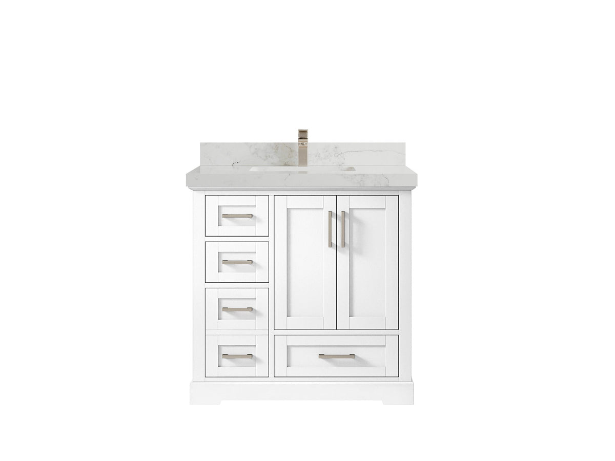 Boston 36" W x 22" D Center Sink Vanity for Modern Bathroom Spaces - Willow Bath and Vanity