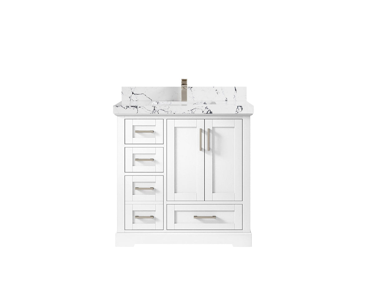 Boston 36" W x 22" D Center Sink Vanity for Modern Bathroom Spaces - Willow Bath and Vanity