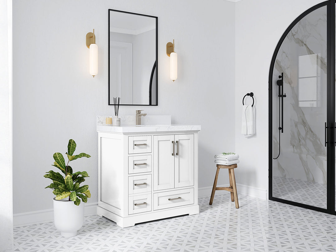 Boston 36" W x 22" D Center Sink Vanity for Modern Bathroom Spaces - Willow Bath and Vanity