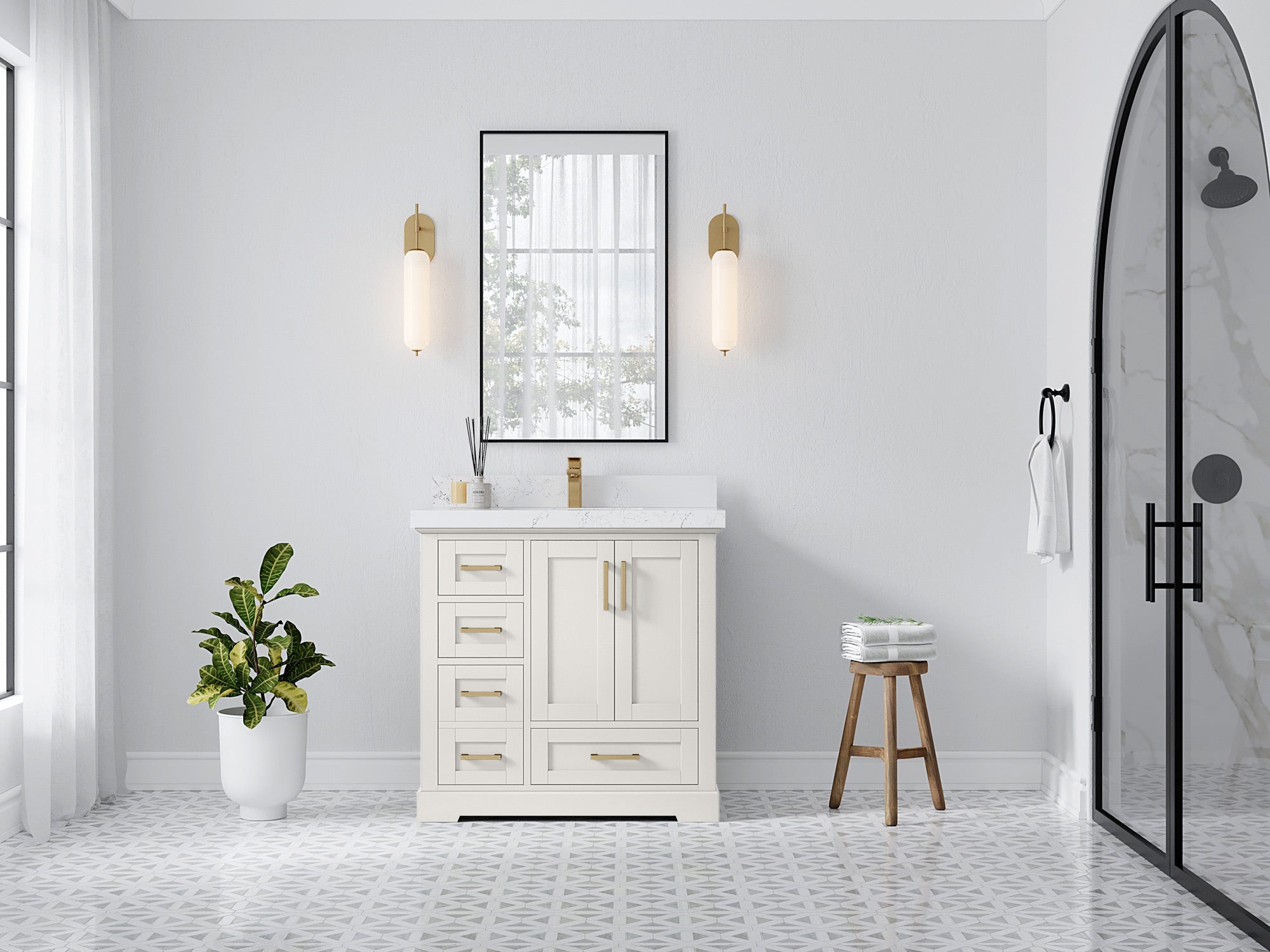 Boston 36" W x 22" D Center Sink Vanity for Modern Bathroom Spaces - Willow Bath and Vanity