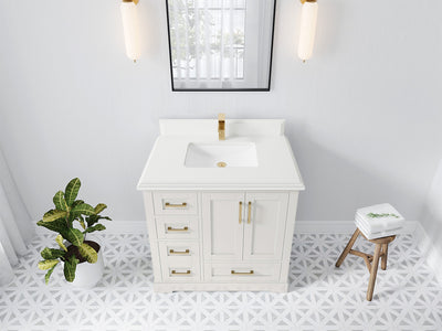 Boston 36" W x 22" D Center Sink Vanity for Modern Bathroom Spaces - Willow Bath and Vanity