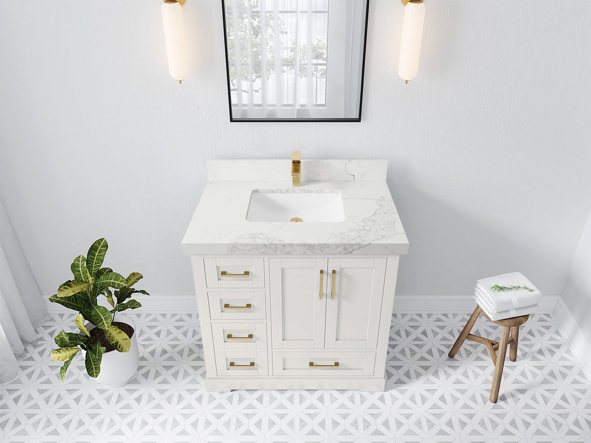 Boston 36" W x 22" D Center Sink Vanity for Modern Bathroom Spaces - Willow Bath and Vanity