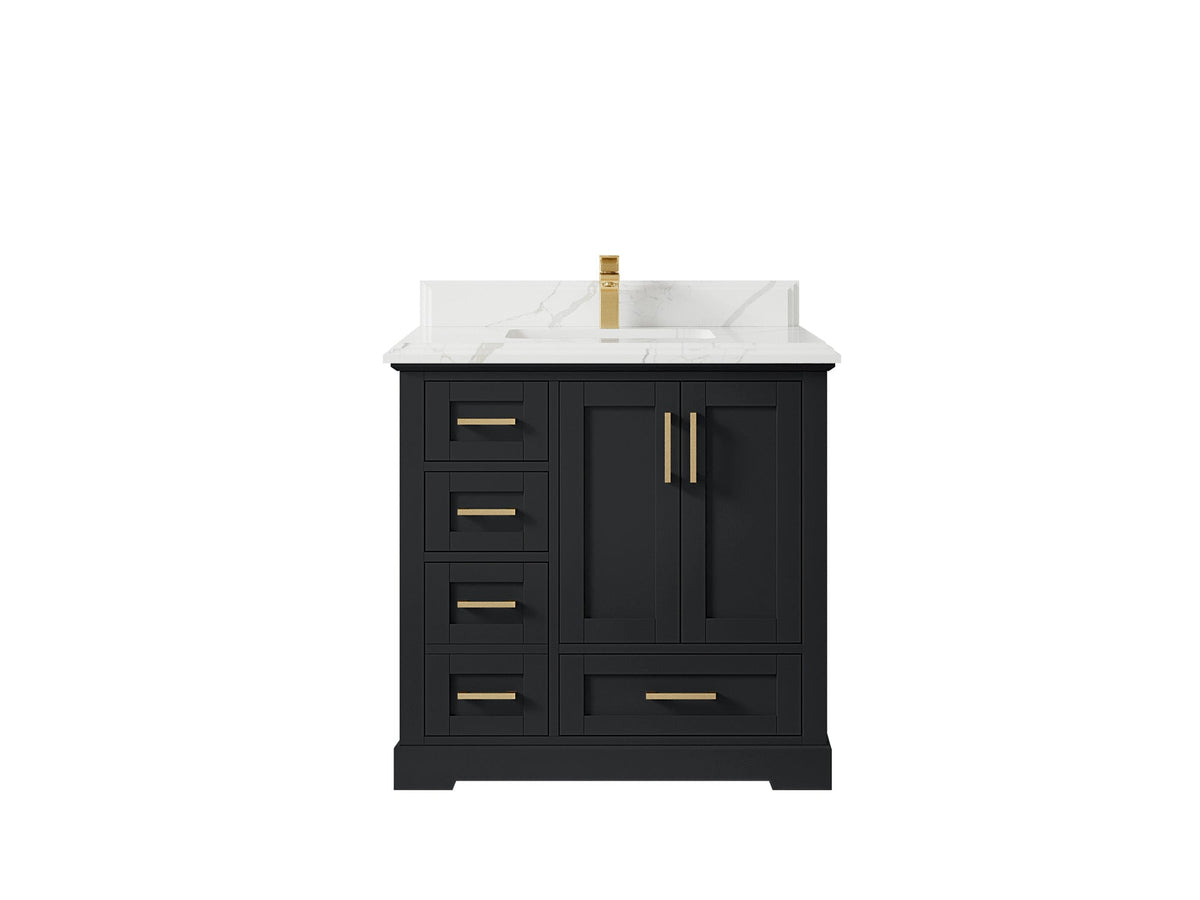 Boston 36" W x 22" D Center Sink Vanity for Modern Bathroom Spaces - Willow Bath and Vanity