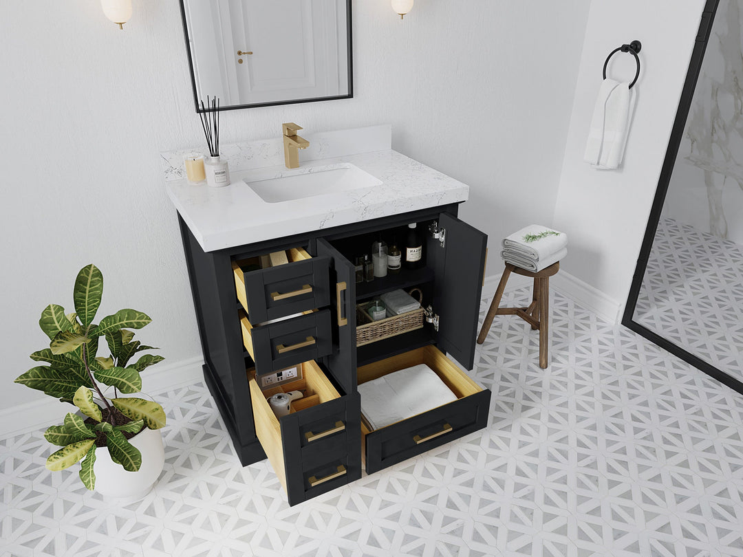 Boston 36" W x 22" D Center Sink Vanity for Modern Bathroom Spaces - Willow Bath and Vanity
