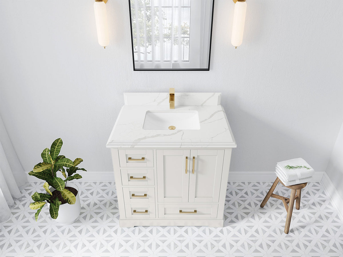 Boston 36" W x 22" D Center Sink Vanity for Modern Bathroom Spaces - Willow Bath and Vanity