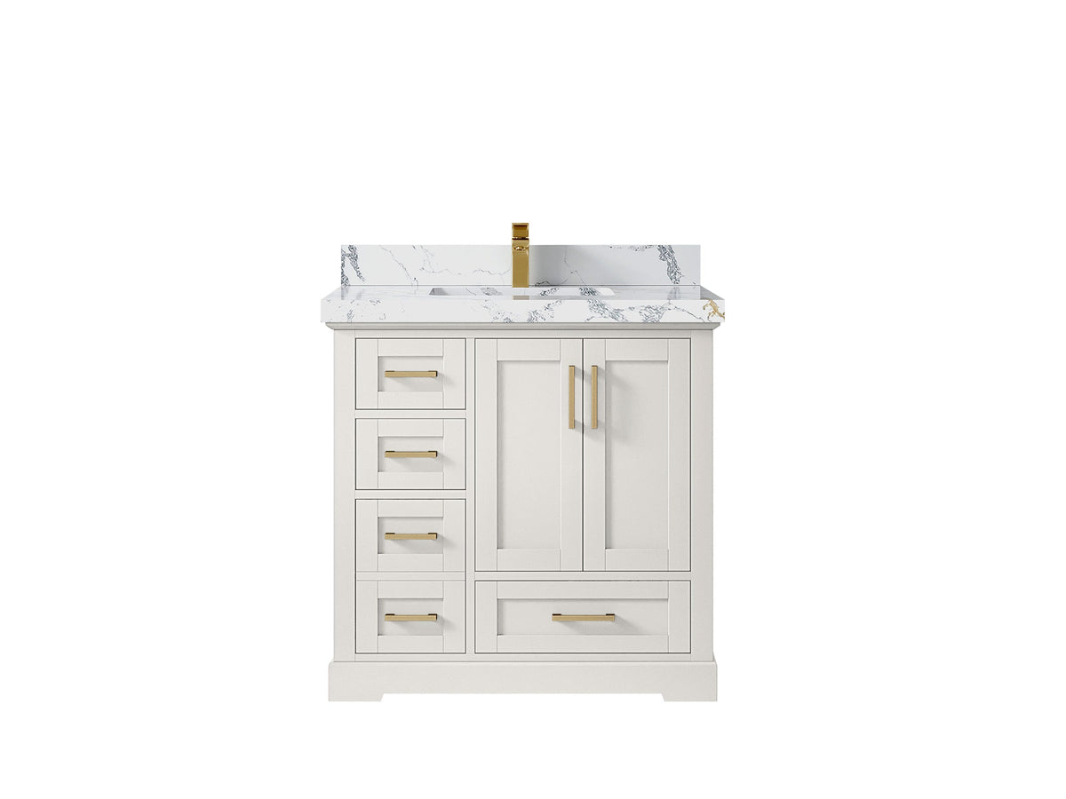 Boston 36" W x 22" D Center Sink Vanity for Modern Bathroom Spaces - Willow Bath and Vanity
