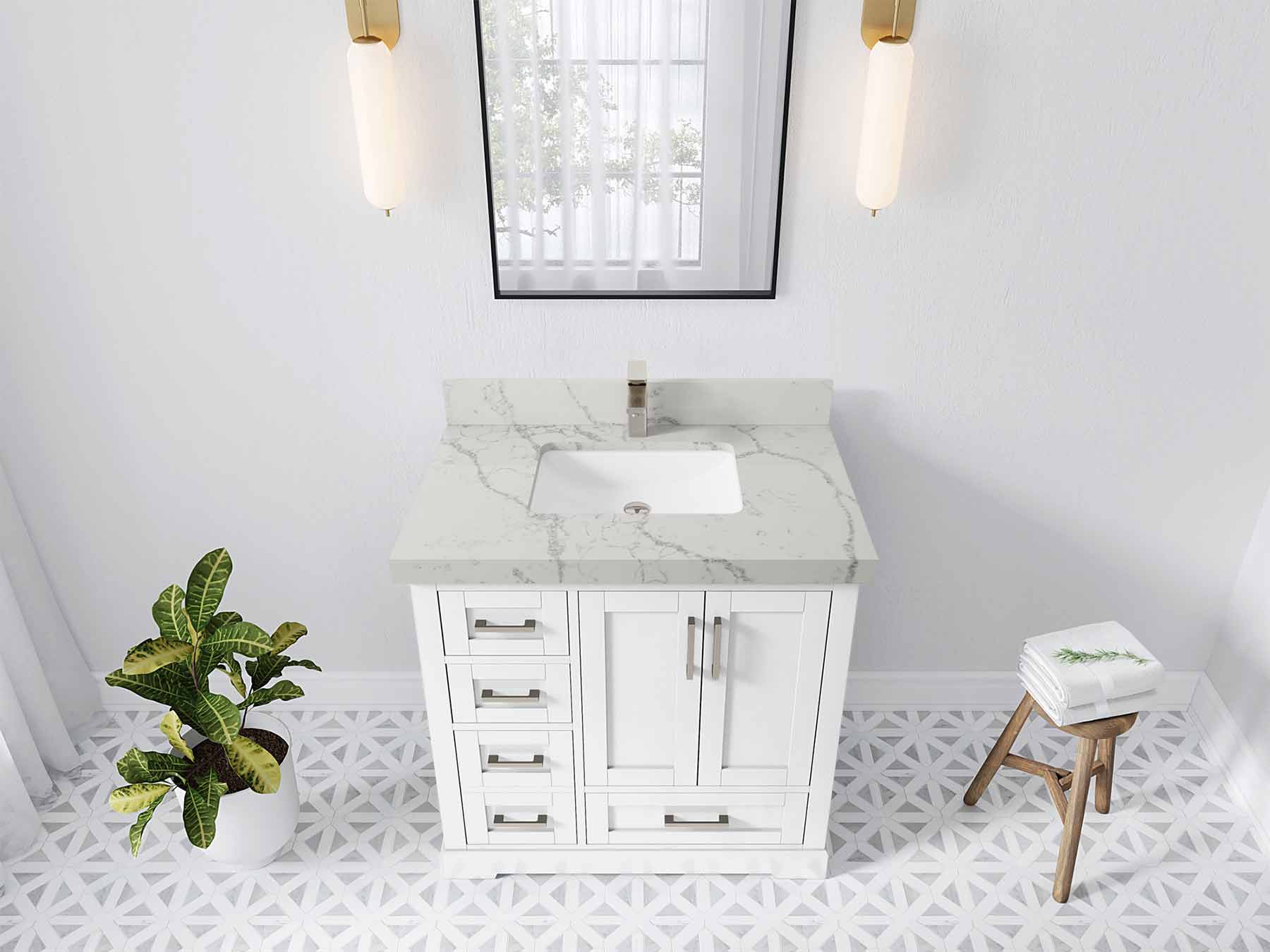 Boston 36" W x 22" D Center Sink Vanity for Modern Bathroom Spaces - Willow Bath and Vanity