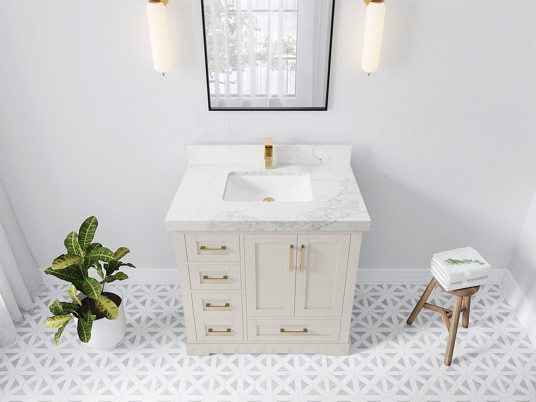 Boston 36" W x 22" D Center Sink Vanity for Modern Bathroom Spaces - Willow Bath and Vanity