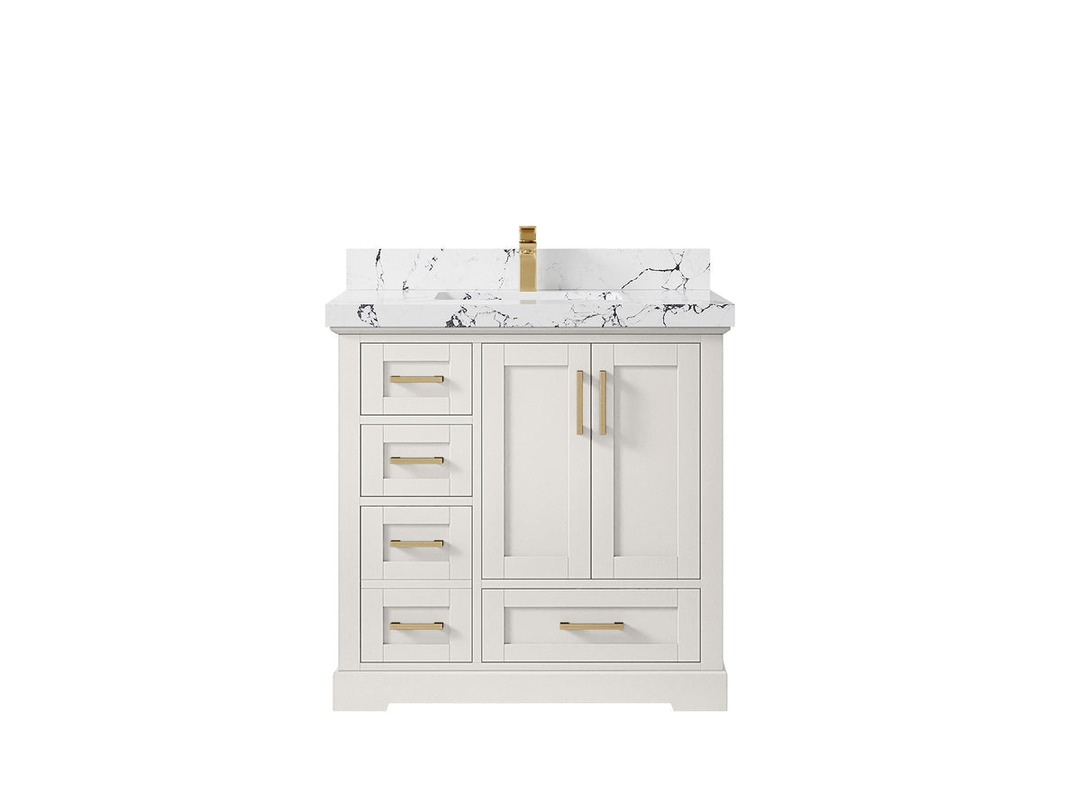 Boston 36" W x 22" D Center Sink Vanity for Modern Bathroom Spaces - Willow Bath and Vanity