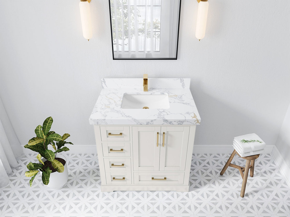 Boston 36" W x 22" D Center Sink Vanity for Modern Bathroom Spaces - Willow Bath and Vanity