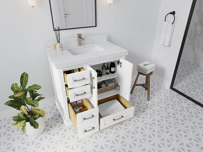Boston 36" W x 22" D Center Sink Vanity for Modern Bathroom Spaces - Willow Bath and Vanity