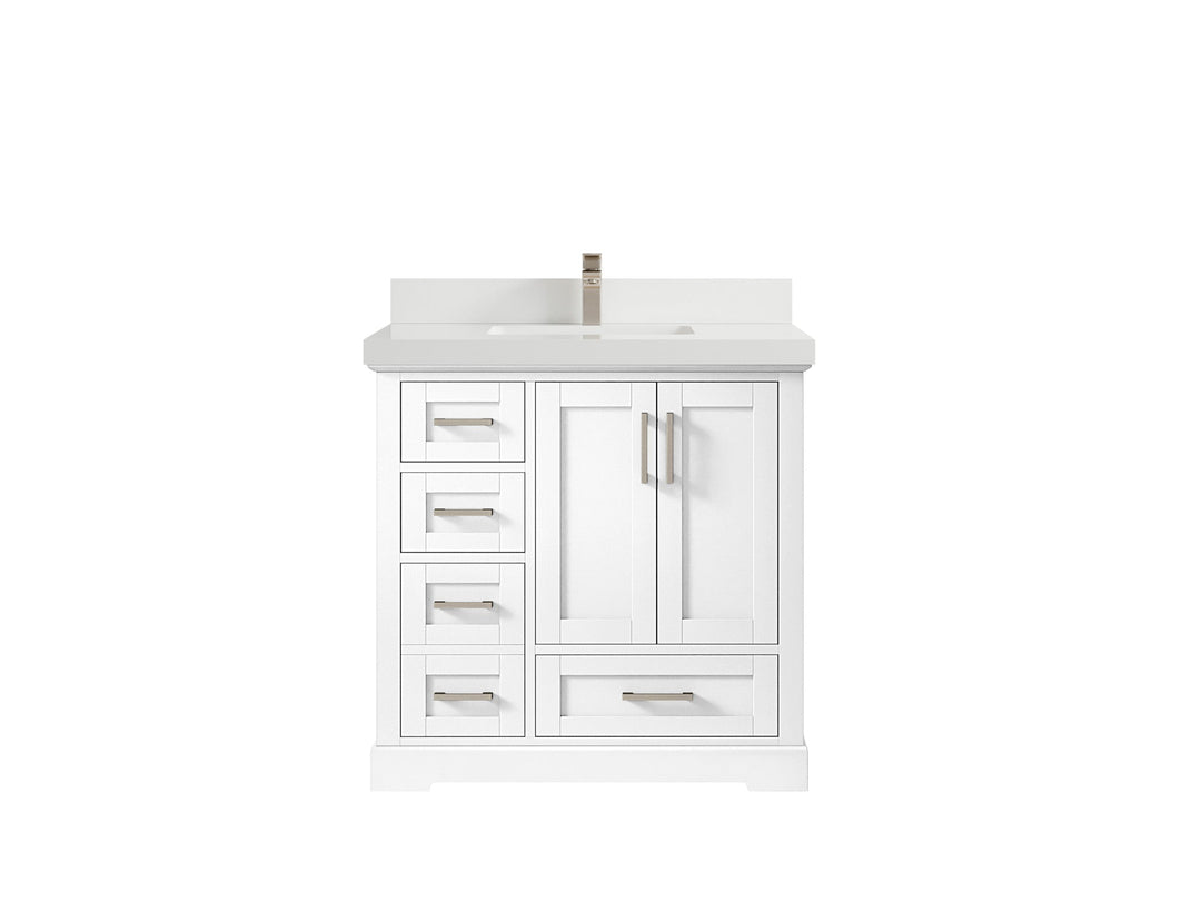 Boston 36" W x 22" D Center Sink Vanity for Modern Bathroom Spaces - Willow Bath and Vanity