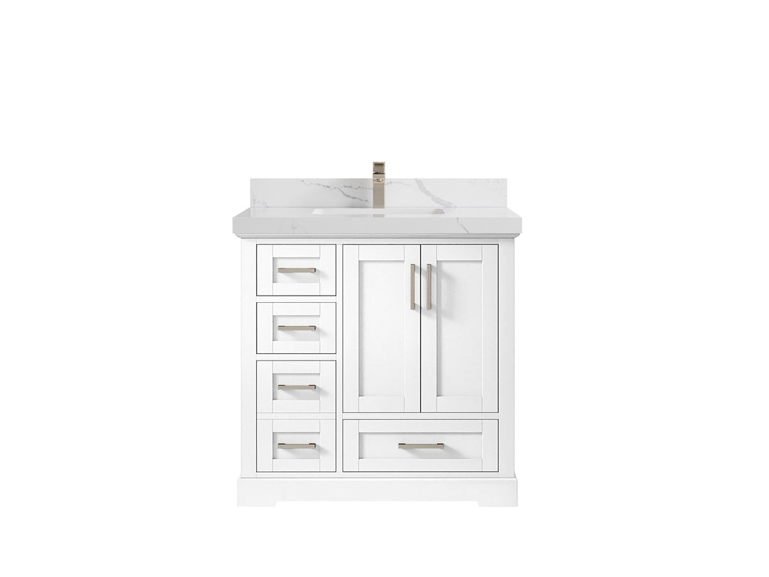 Boston 36" W x 22" D Center Sink Vanity for Modern Bathroom Spaces - Willow Bath and Vanity