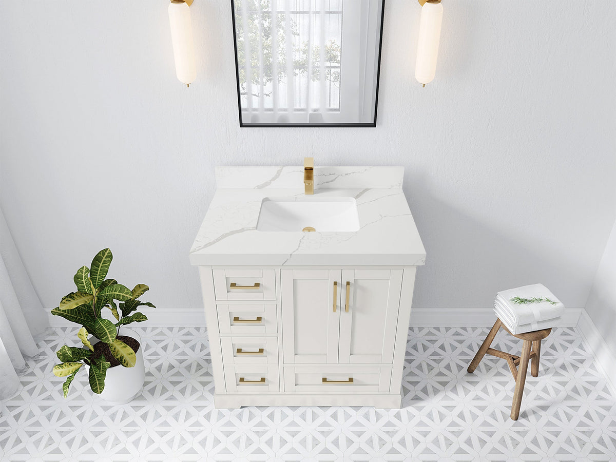 Boston 36" W x 22" D Center Sink Vanity for Modern Bathroom Spaces - Willow Bath and Vanity