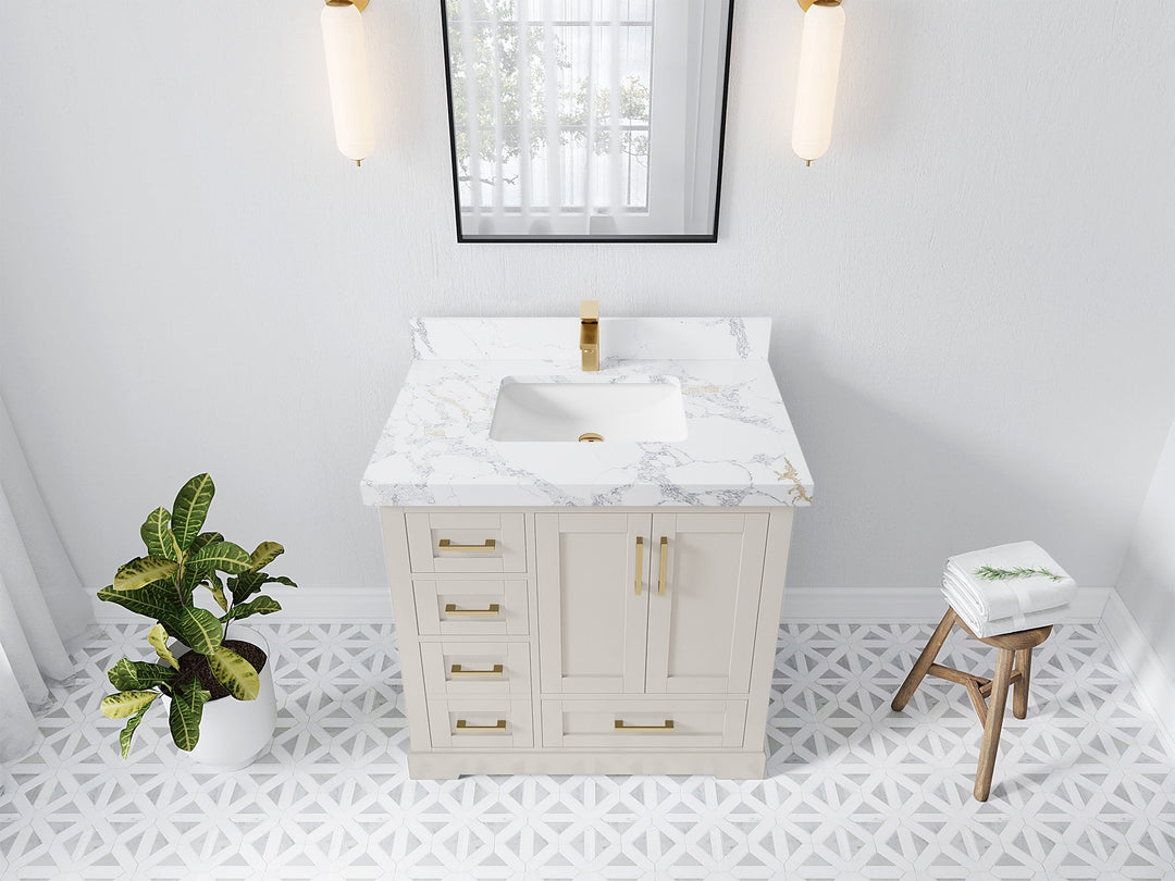 Boston 36" W x 22" D Center Sink Vanity for Modern Bathroom Spaces - Willow Bath and Vanity