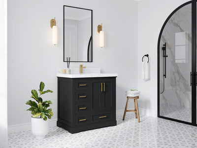 Boston 36" W x 22" D Center Sink Vanity for Modern Bathroom Spaces - Willow Bath and Vanity