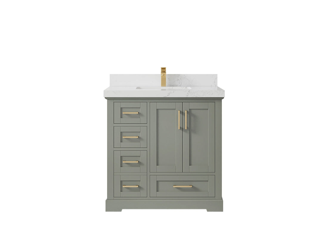 Boston 36" W x 22" D Center Sink Vanity for Modern Bathroom Spaces - Willow Bath and Vanity