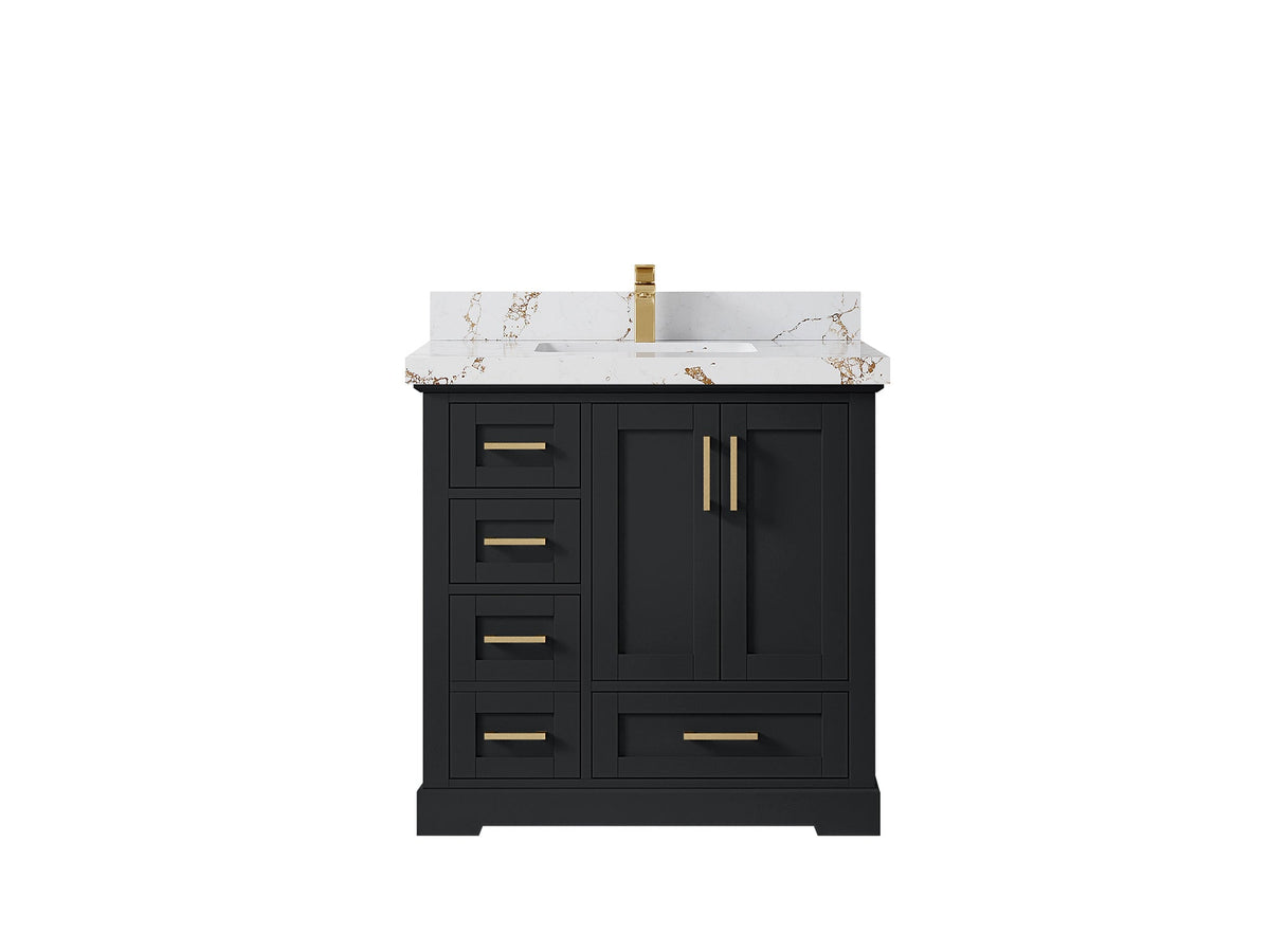 Boston 36" W x 22" D Center Sink Vanity for Modern Bathroom Spaces - Willow Bath and Vanity