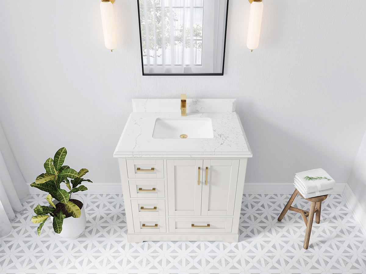 Boston 36" W x 22" D Center Sink Vanity for Modern Bathroom Spaces - Willow Bath and Vanity