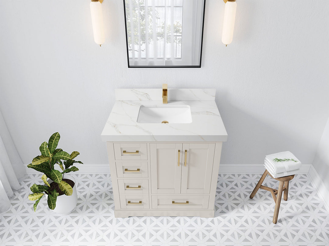 Boston 36" W x 22" D Center Sink Vanity for Modern Bathroom Spaces - Willow Bath and Vanity