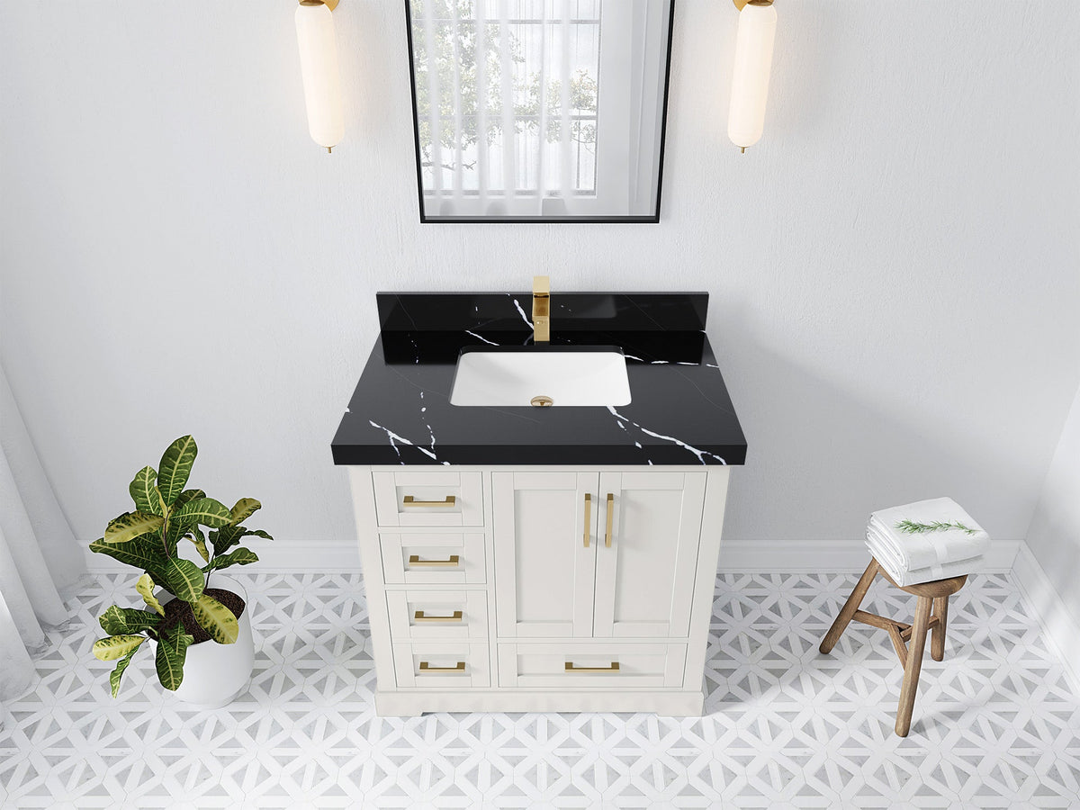 Boston 36" W x 22" D Center Sink Vanity for Modern Bathroom Spaces - Willow Bath and Vanity