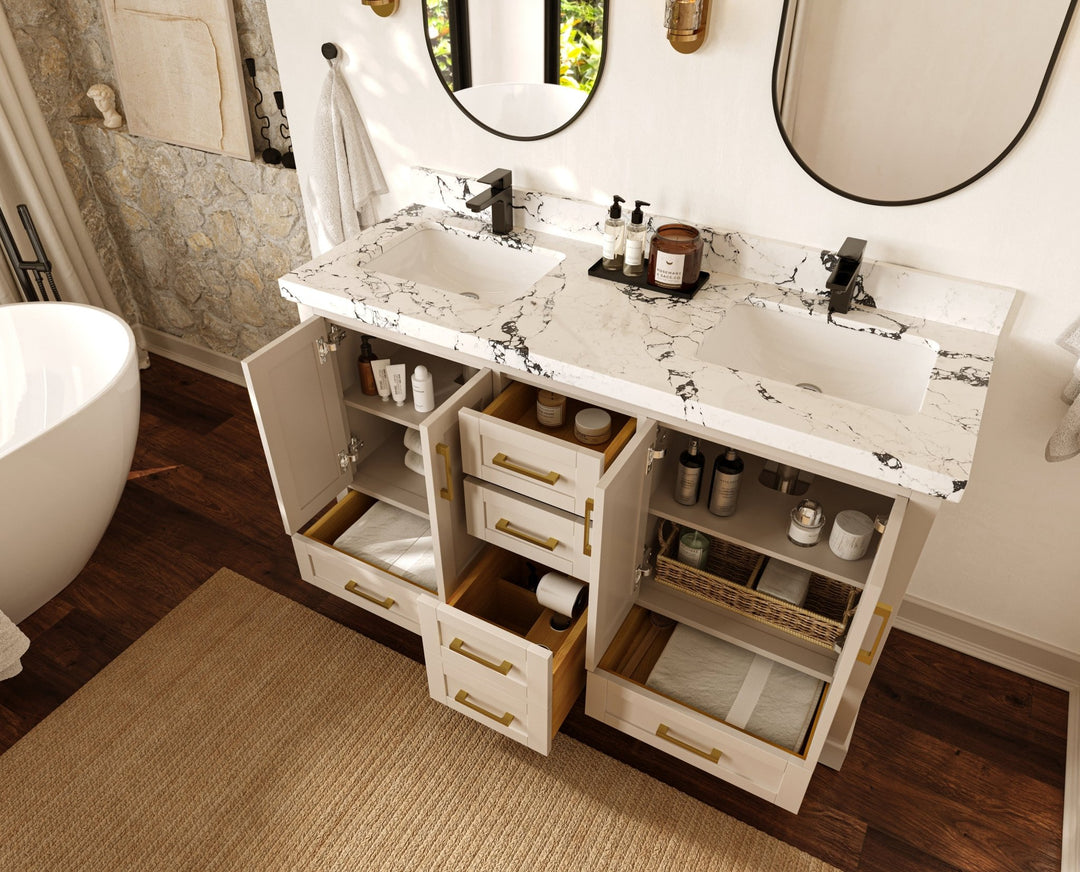 Boston 60 in. W x 22 in. D Double Sink Bathroom Vanity - Willow Bath and Vanity