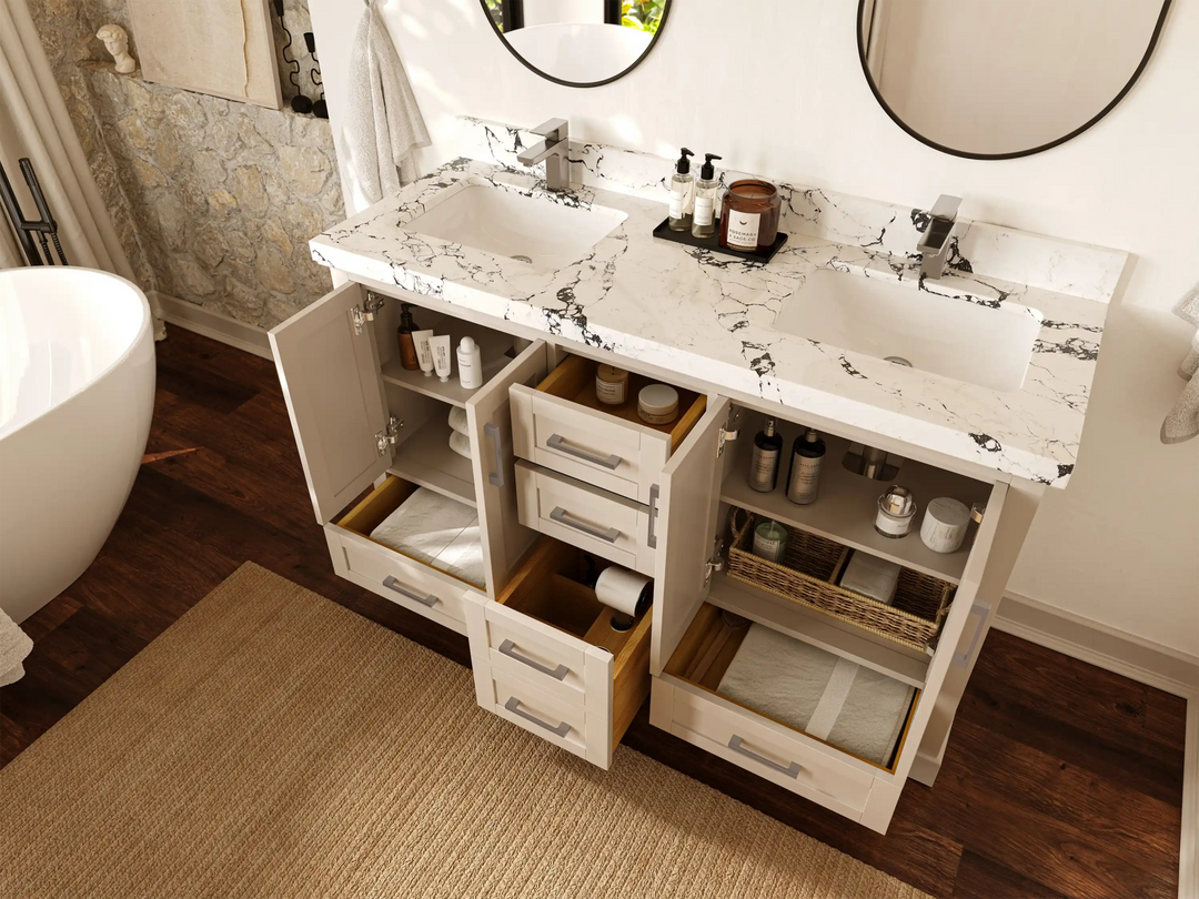 Boston 60 in. W x 22 in. D Double Sink Bathroom Vanity - Willow Bath and Vanity