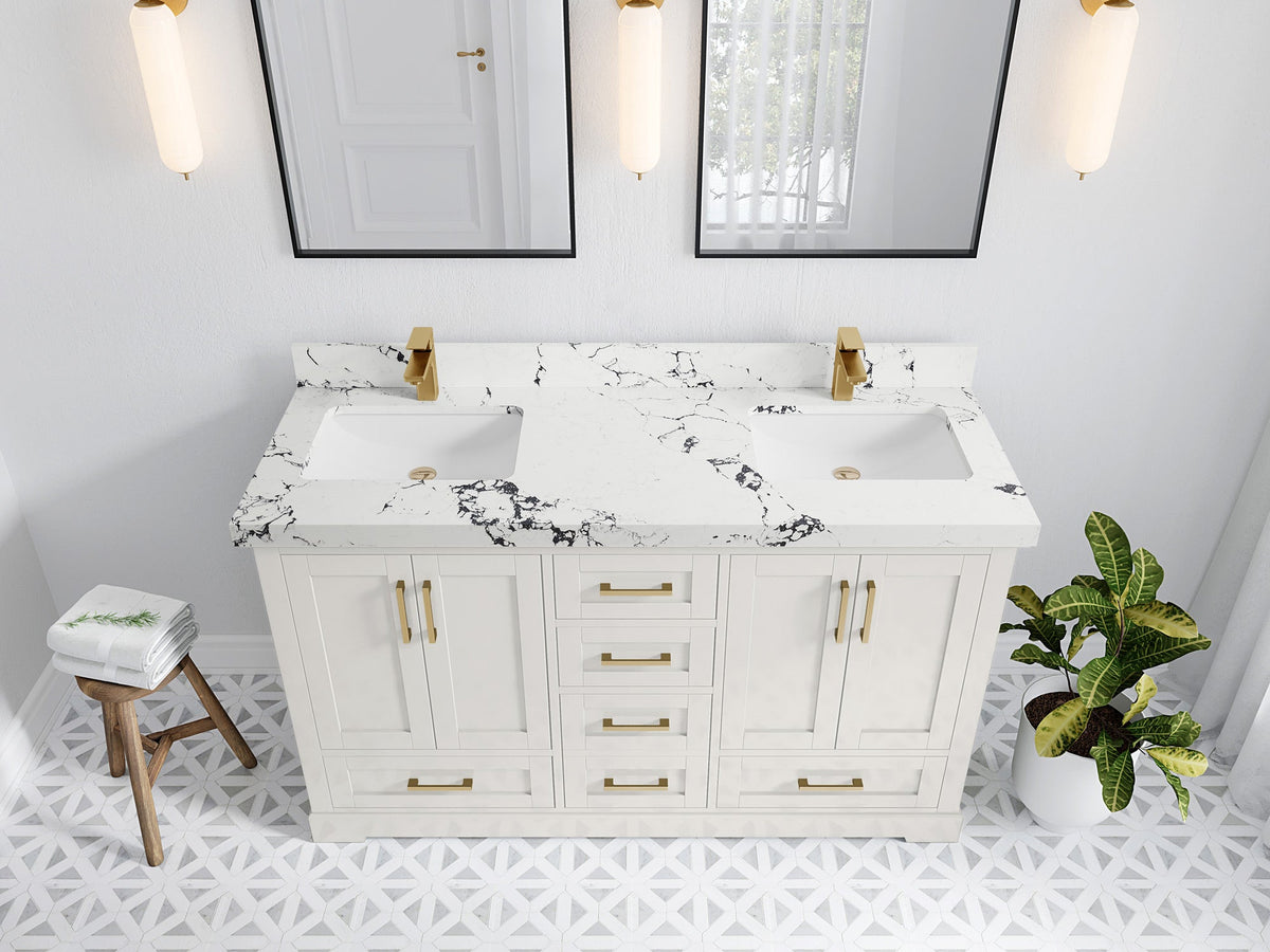 Boston 60 in. W x 22 in. D Double Sink Bathroom Vanity - Willow Bath and Vanity