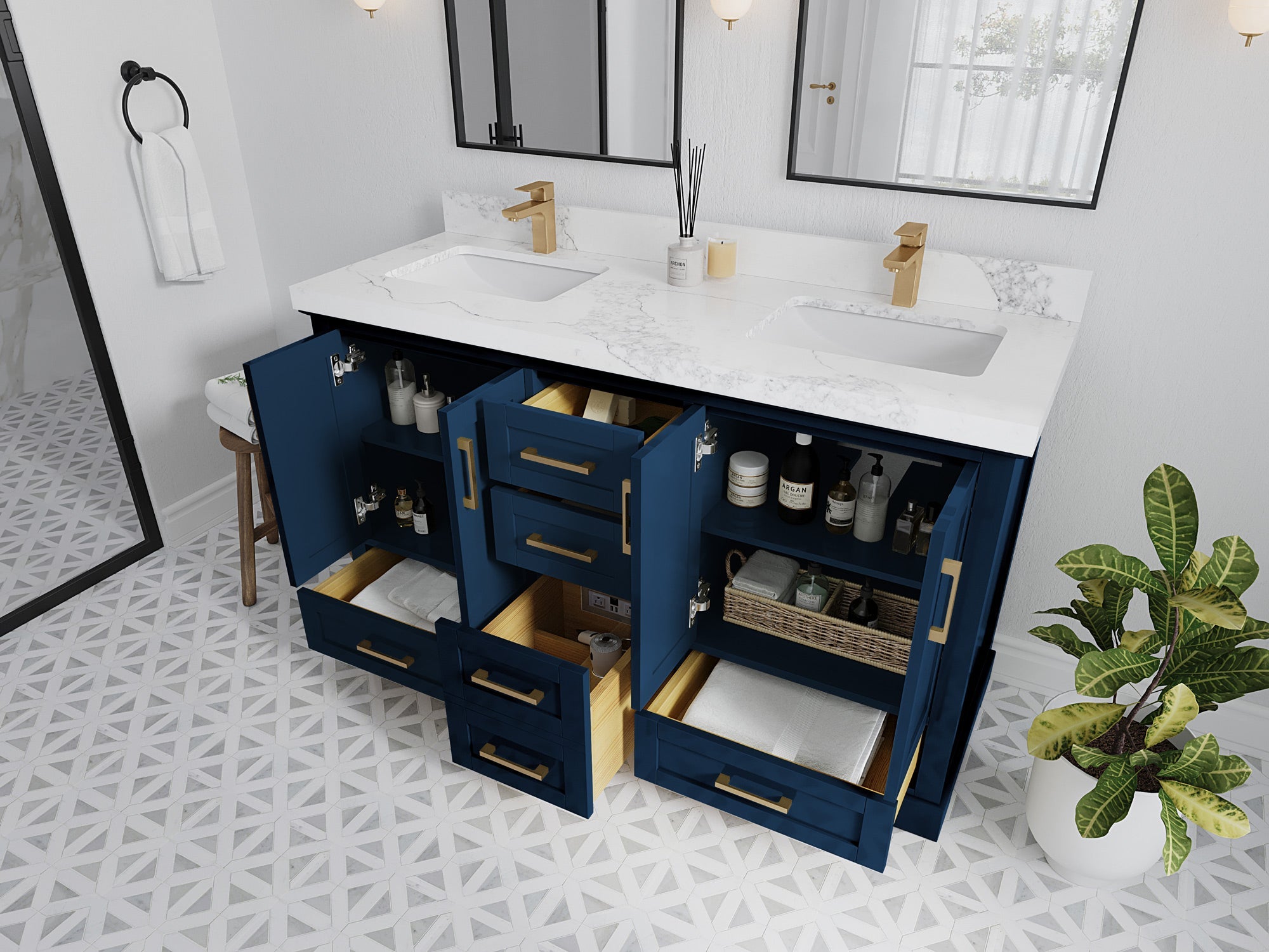 Boston 60 in. W x 22 in. D Double Sink Bathroom Vanity - Willow Bath and Vanity