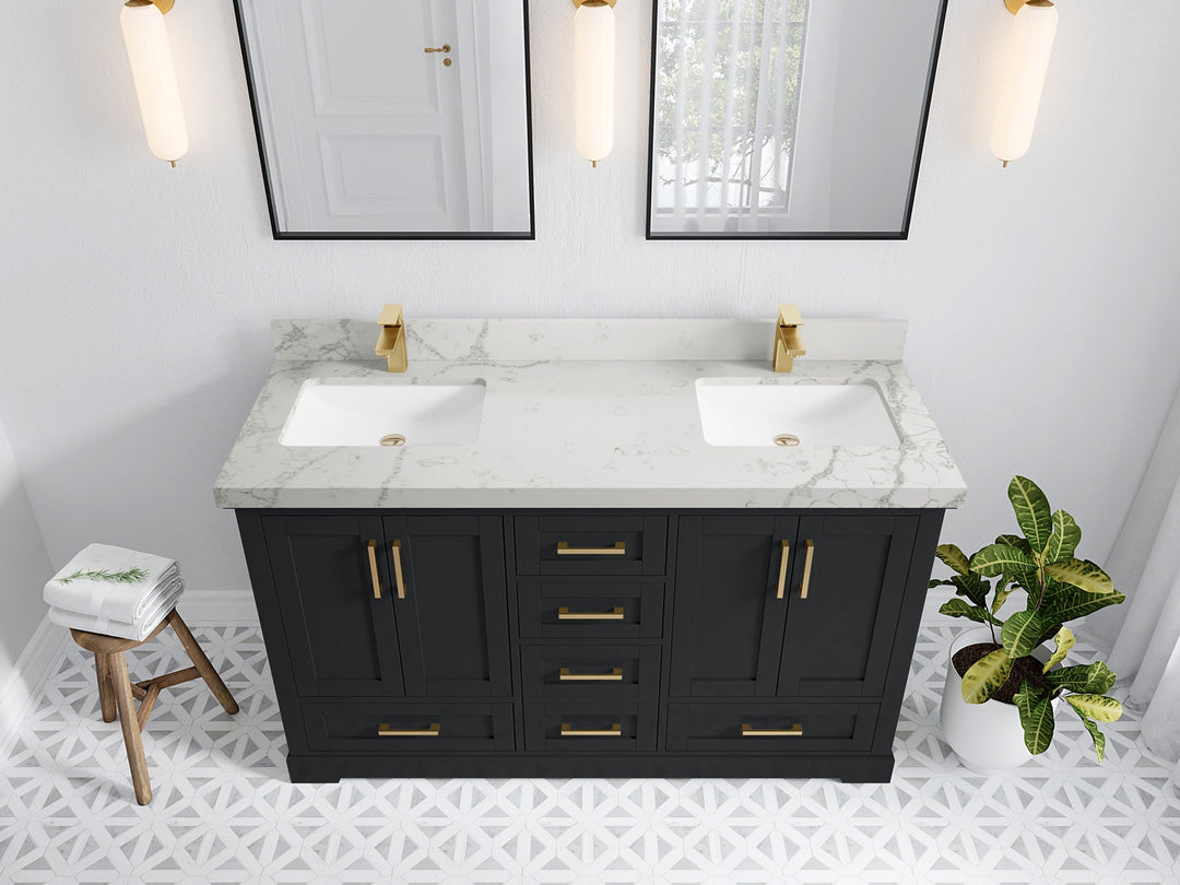 Boston 60 in. W x 22 in. D Double Sink Bathroom Vanity - Willow Bath and Vanity