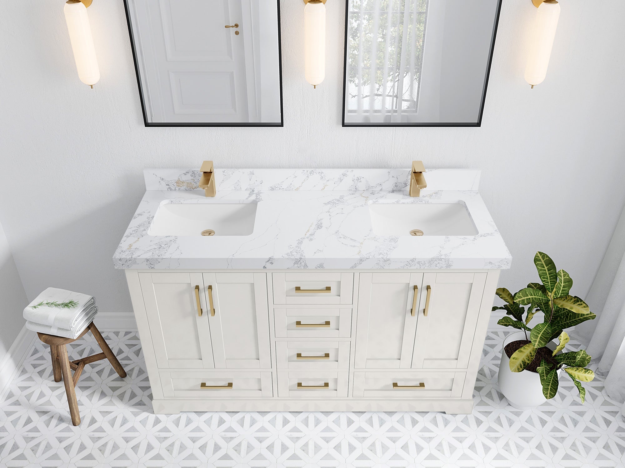 Boston 60 in. W x 22 in. D Double Sink Bathroom Vanity - Willow Bath and Vanity