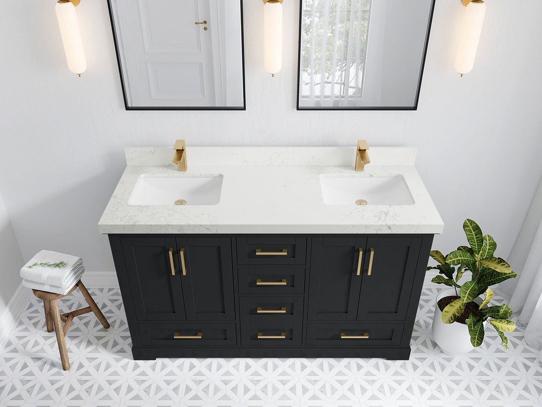 Boston 60 in. W x 22 in. D Double Sink Bathroom Vanity - Willow Bath and Vanity