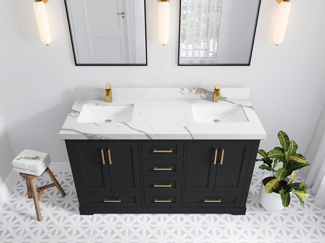 Boston 60 in. W x 22 in. D Double Sink Bathroom Vanity - Willow Bath and Vanity