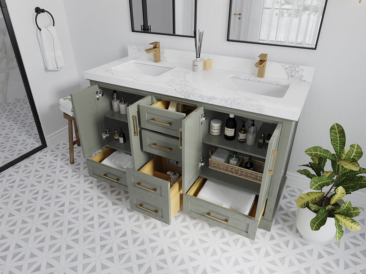 Boston 60 in. W x 22 in. D Double Sink Bathroom Vanity - Willow Bath and Vanity