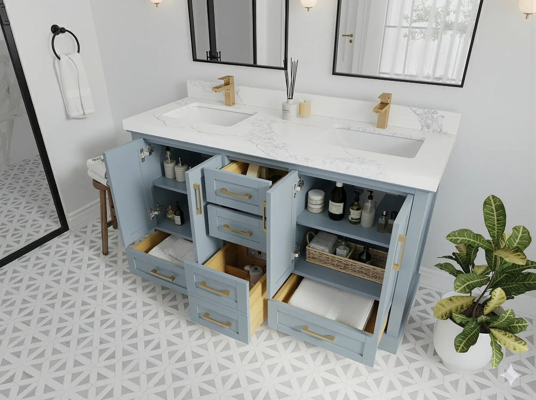 Boston 60 in. W x 22 in. D Double Sink Bathroom Vanity - Willow Bath and Vanity