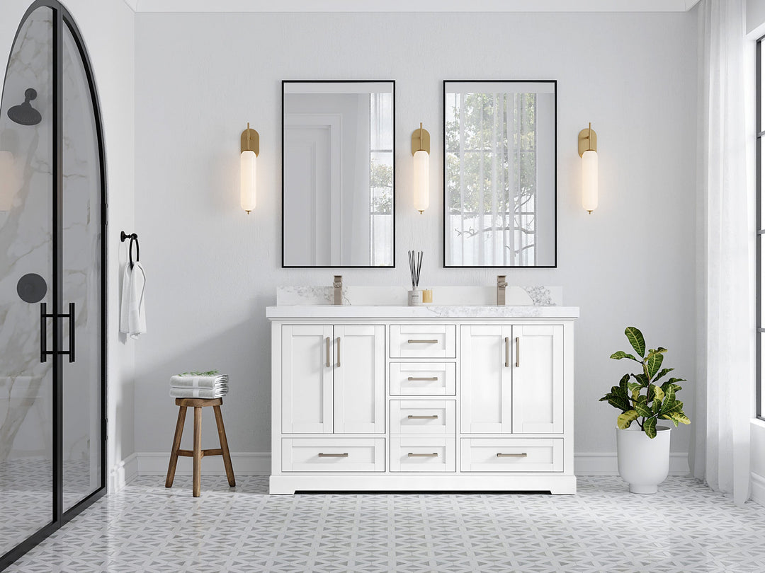 Boston 60 in. W x 22 in. D Double Sink Bathroom Vanity - Willow Bath and Vanity