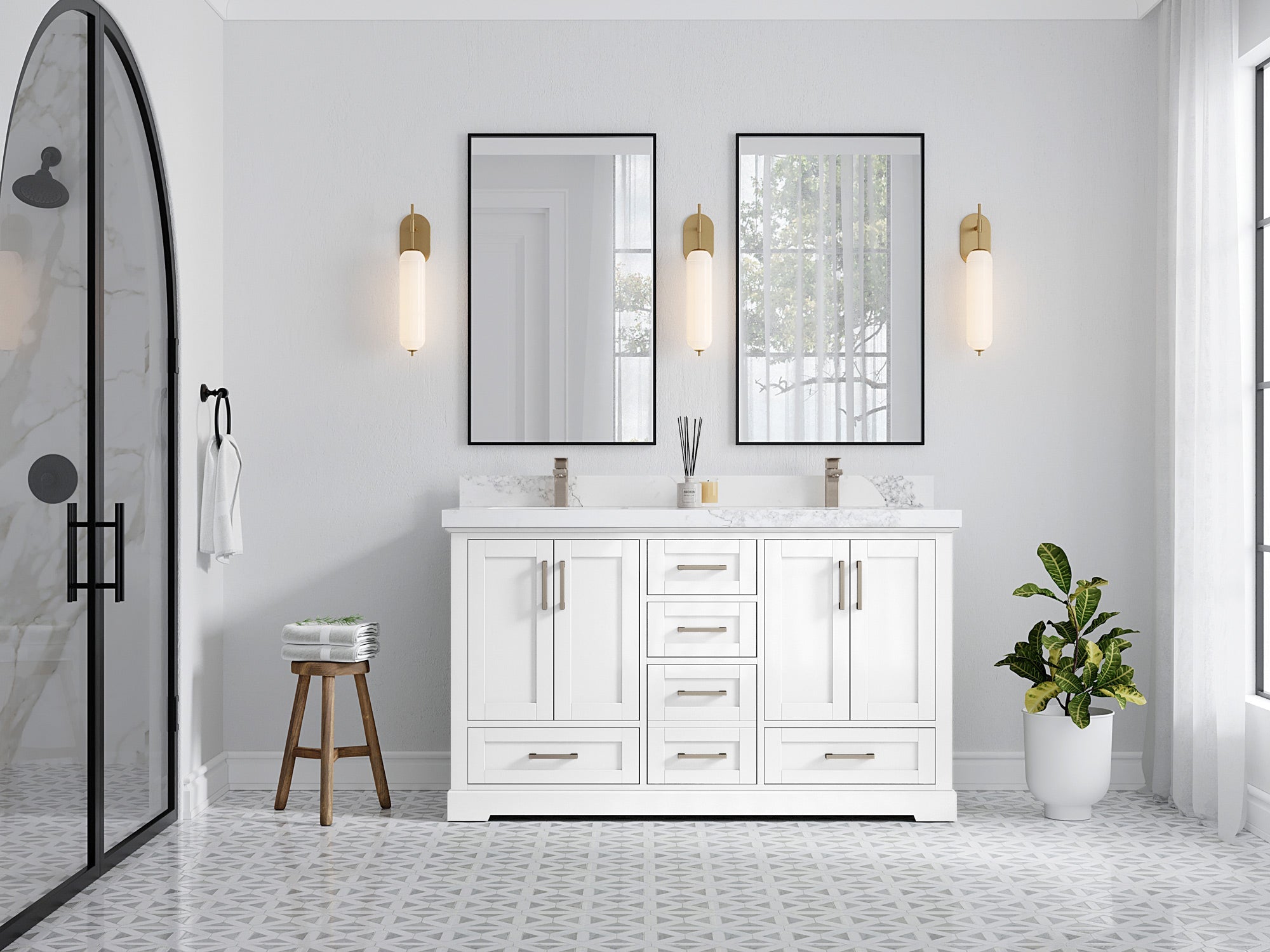 Boston 60 in. W x 22 in. D Double Sink Bathroom Vanity - Willow Bath and Vanity
