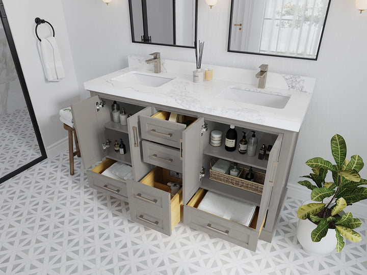 Boston 60 in. W x 22 in. D Double Sink Bathroom Vanity - photo 3