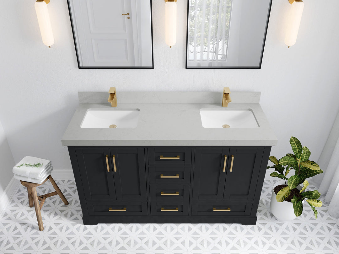Boston 60 in. W x 22 in. D Double Sink Bathroom Vanity - Willow Bath and Vanity