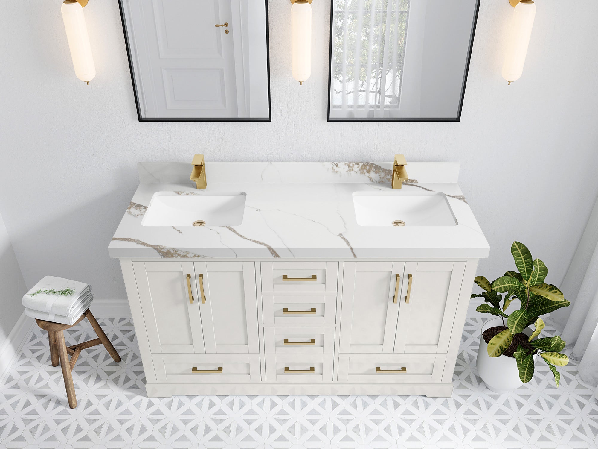 Boston 60 in. W x 22 in. D Double Sink Bathroom Vanity - Willow Bath and Vanity