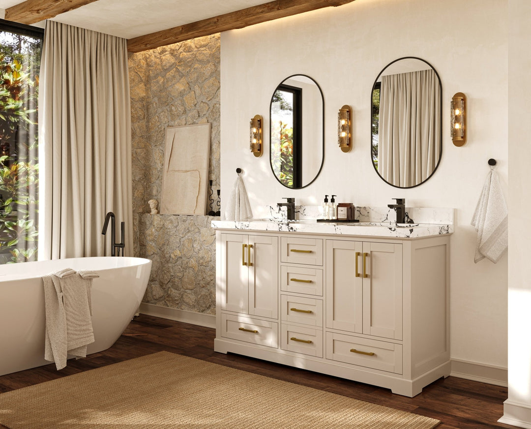 Boston 60 in. W x 22 in. D Double Sink Bathroom Vanity - Willow Bath and Vanity