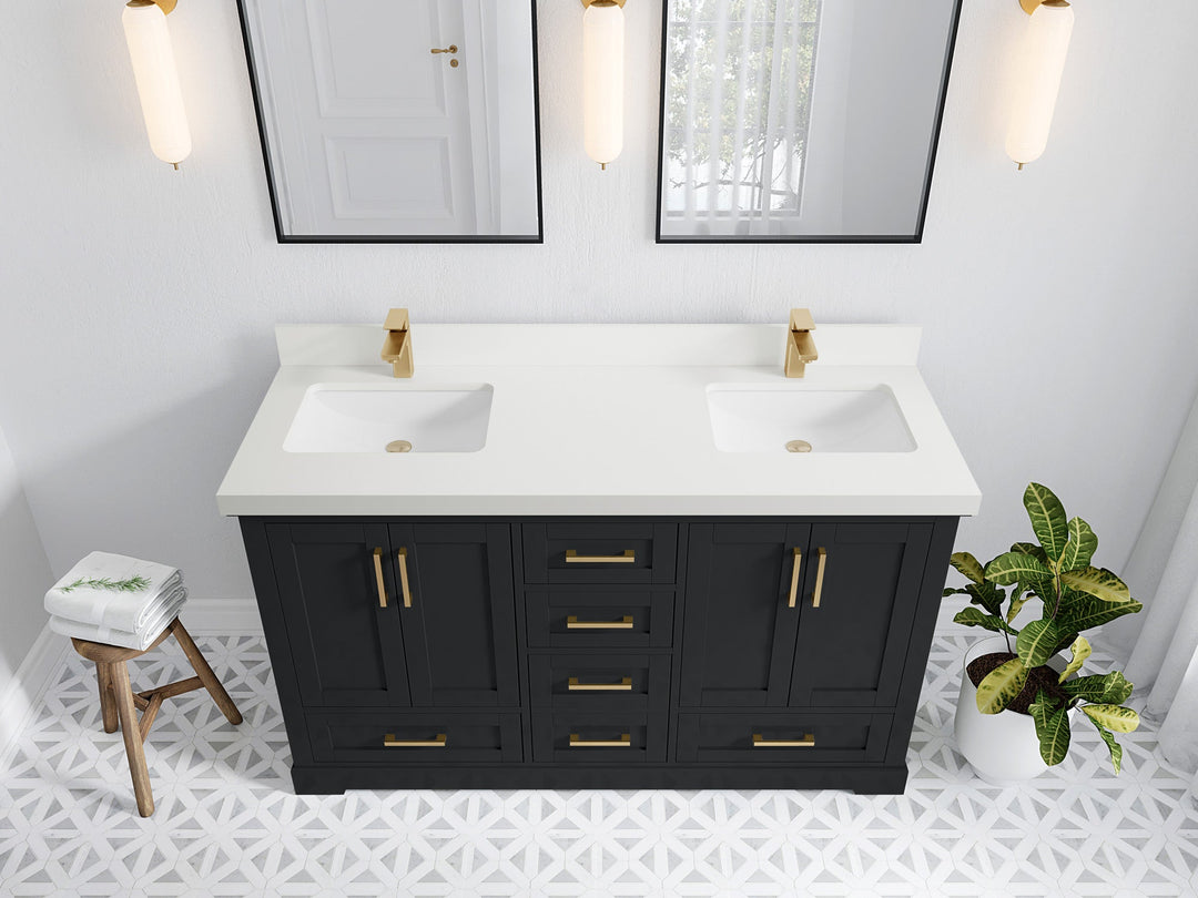 Boston 60 in. W x 22 in. D Double Sink Bathroom Vanity - Willow Bath and Vanity