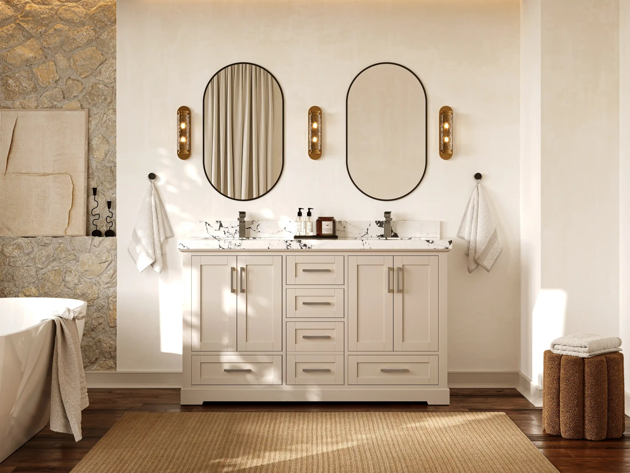 Boston 60 in. W x 22 in. D Double Sink Bathroom Vanity - Willow Bath and Vanity