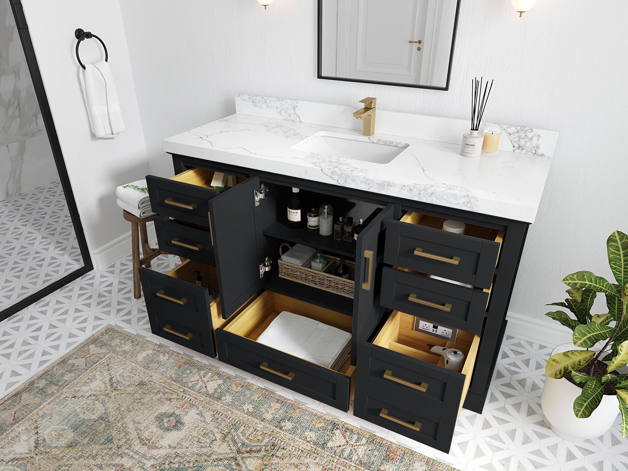 Boston 60 in. W x 22 in. D Single Sink Bathroom Vanity - Willow Bath and Vanity